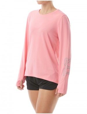 Light Coral Tyr Sundefense Long Sleeve Women's Shirts | US-PTSJ38761