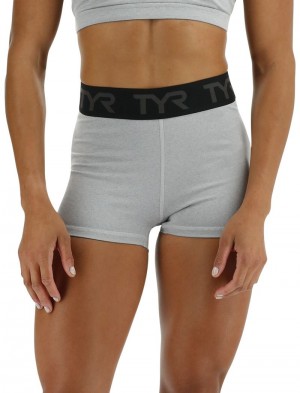 Light Grey Tyr Base Kinetic™ Mid-rise 2 Logo Women's Shorts | US-RJFS87430