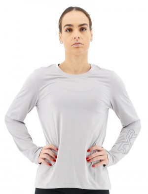 Light Grey Tyr Sundefense Long Sleeve Women's Shirts | US-YVZS43852