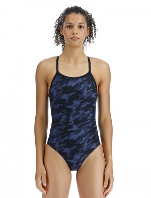 Navy Camo Tyr Durafast Elite® Diamondfit Women's Swimsuit | US-JFQP52603