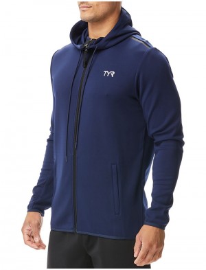 Navy Tyr Alliance Podium Full Zip Men's Hoodie | US-VSNC93248