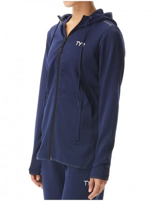 Navy Tyr Alliance Podium Full Zip Women's Hoodie | US-ZQIR81659