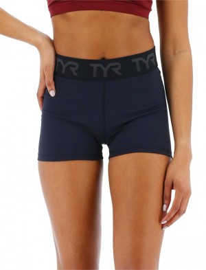 Navy Tyr Base Kinetic™ 2 Mid-rise Logo Women's Shorts | US-BDWH36847