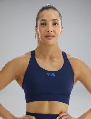 Navy Tyr Base Kinetic™ Crossback Women's Sports Bra | US-ORLU07458