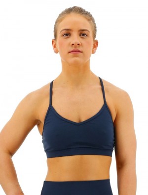 Navy Tyr Base Kinetic™ V-neck Women's Sports Bra | US-UWAC87194