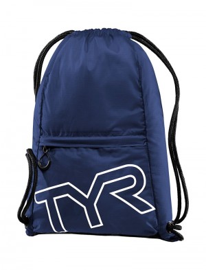 Navy Tyr Drawstring Sackpack Men's Backpack | US-RHJL62591