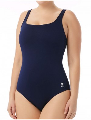 Navy Tyr Durafast Elite® Scoop Neck Controlfit Women's Swimsuit | US-LOAN09528