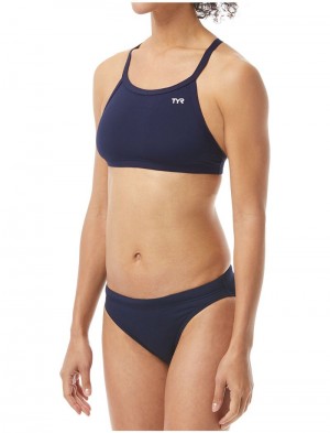 Navy Tyr Durafast One® Diamondfit Workout Bikini Women's Bikinis | US-OBYP08652