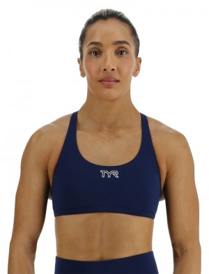 Navy Tyr Joule Elite™ Multi-strap Women's Sports Bra | US-ZTAH18632