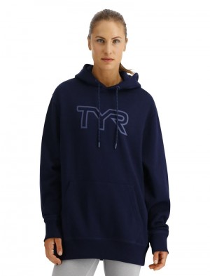 Navy Tyr Ultrasoft Big Logo Tech Women's Hoodie | US-PWUR58932