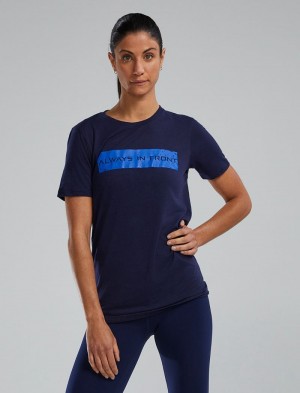 Navy Tyr Ultrasoft™ Short Sleeve Graphic Distressed Always In Front Women's T-Shirt | US-MILA89152