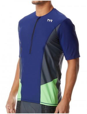 Navy / Grey Tyr Short Sleeve Men's Top | US-ZXTF54286