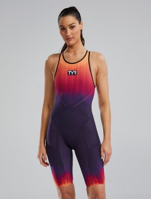 Navy / Orange / Red Tyr Venzo™ Open Back Influx Women's Swimsuit | US-EJAM27315