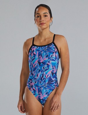 Navy / Pink Tyr Durafast Elite® Diamondfit Crystalized Women's Swimsuit | US-BKMR25974