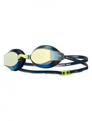 Navy / Yellow Tyr Adults Black Ops 140 Ev Mirrored Racing Men's Goggles | US-XEAQ42830