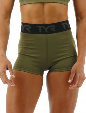 Olive Tyr Base Kinetic™ 2 Mid-rise Logo Women's Shorts | US-ZPYJ20983