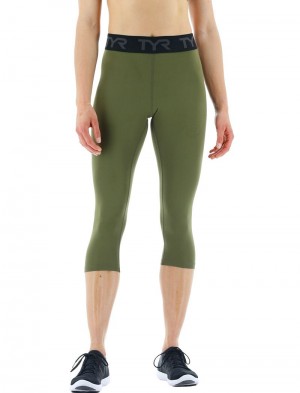 Olive Tyr Base Kinetic™ Mid-rise Logo 18 Women's Leggings | US-PTKV58691