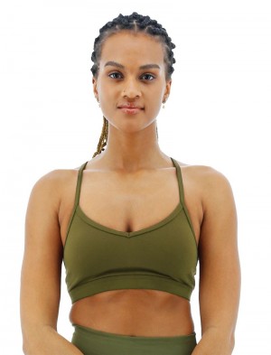 Olive Tyr Base Kinetic™ V-neck Women's Sports Bra | US-LHOJ80714