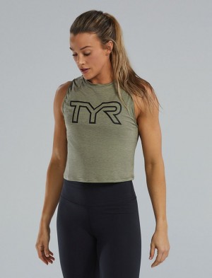 Olive Tyr Climadry™ Cropped Tech Women's Tanks | US-BMHI70152