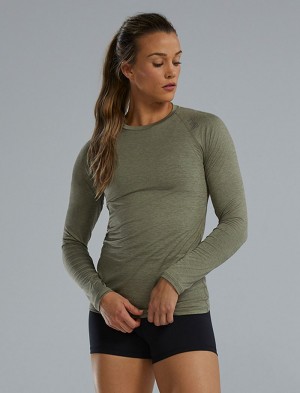 Olive Tyr Climadry™ Raglan Long Sleeve Women's T-Shirt | US-PHBA53467