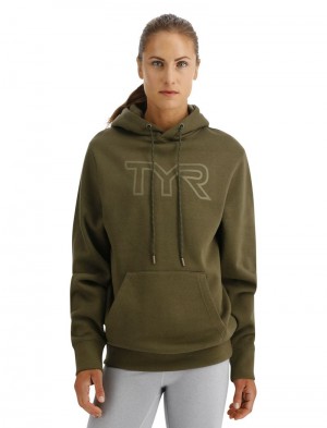 Olive Tyr Ultrasoft Big Logo Tech Women's Hoodie | US-GWYX24965