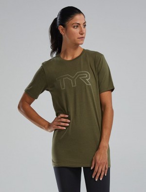 Olive Tyr Ultrasoft Lightweight Tri Blend Tech Women's T-Shirt | US-VLBD73280