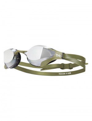 Olive / Grey Tyr Adult Tracer-x Rzr Mirrored Racing Men's Goggles | US-ZICT89203