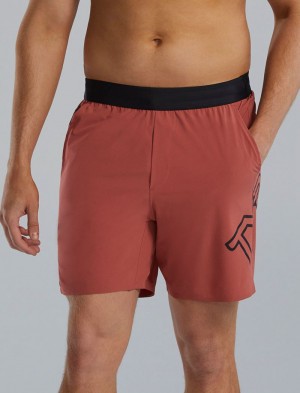 Red Brown Tyr Hydrosphere™ Unlined 7 Unbroken Big Logo Men's Shorts | US-BMTJ12735