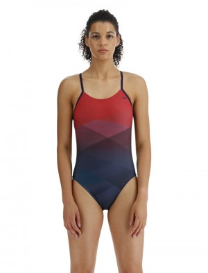 Red Multicolor Tyr Durafast Elite® Cutoutfit Forge Women's Swimsuit | US-XAVR07628