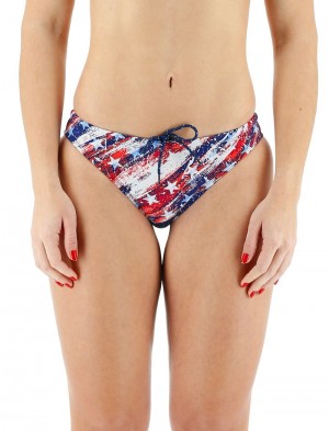 Red / Blue / White Tyr Durafast One® Classic Homeland Women's Bikini Bottom | US-NMEO12965