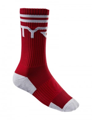 Red / Grey Tyr Crew Women's Socks | US-KYXW91804