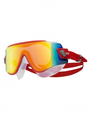 Red / Yellow / Blue Tyr Tidal Wave Mirrored Swim Mask Men's Goggles | US-CPUL47390