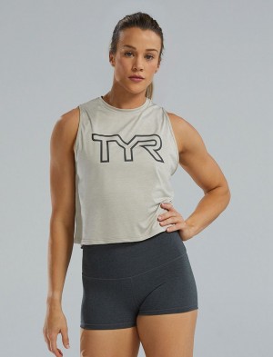 Taupe Tyr Climadry™ Cropped Tech Women's Tanks | US-CSMD62895