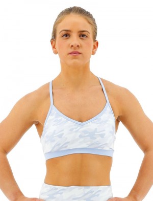 White Camo Tyr Base Kinetic™ V-neck Women's Sports Bra | US-DOGC54912