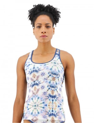 White Mutlicolor Tyr Harley Pressed Flowers Women's Tanks | US-KOMX83492