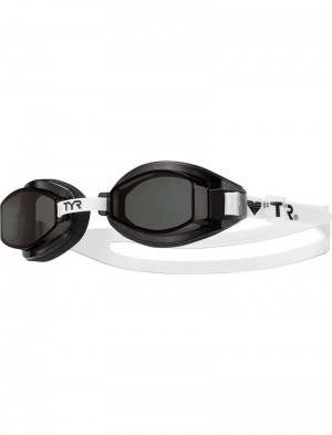 White / Black Tyr Adult Team Sprint Men's Goggles | US-UWMD05921