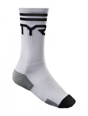 White / Black Tyr Crew Men's Socks | US-KNOP40937