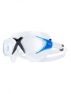 White / Blue Tyr Adult Rogue Swim Mask Women's Goggles | US-DSIG47208