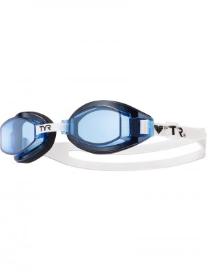 White / Blue Tyr Adult Team Sprint Men's Goggles | US-UWIE45376