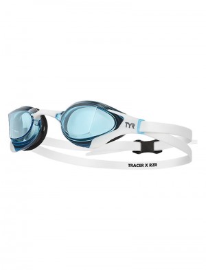 White / Blue Tyr Adult Tracer-x Rzr Racing Men's Goggles | US-CEBL41592