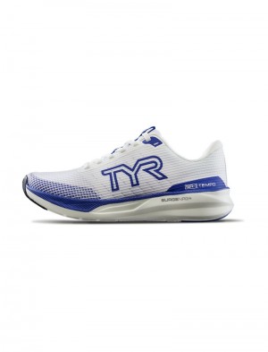 White / Blue Tyr Sr-1 Tempo Runner Men's Running Shoes | US-RPGY05416