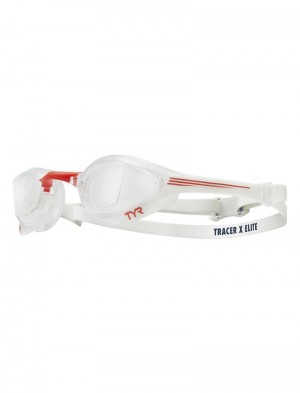 White / Red Tyr Adult Tracer-x Elite Racing Men's Goggles | US-PVHR45236