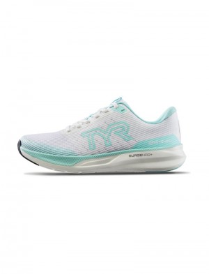 White / Turquoise Tyr Sr-1 Tempo Runner Men's Running Shoes | US-VEUA50827