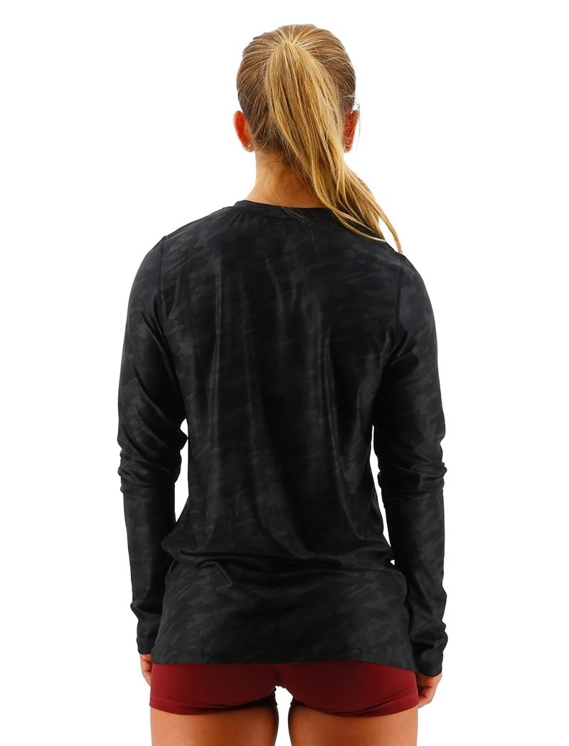 Black Camo Tyr Airtec™ Long Sleeve Women's T-Shirt | US-ZSQU93472