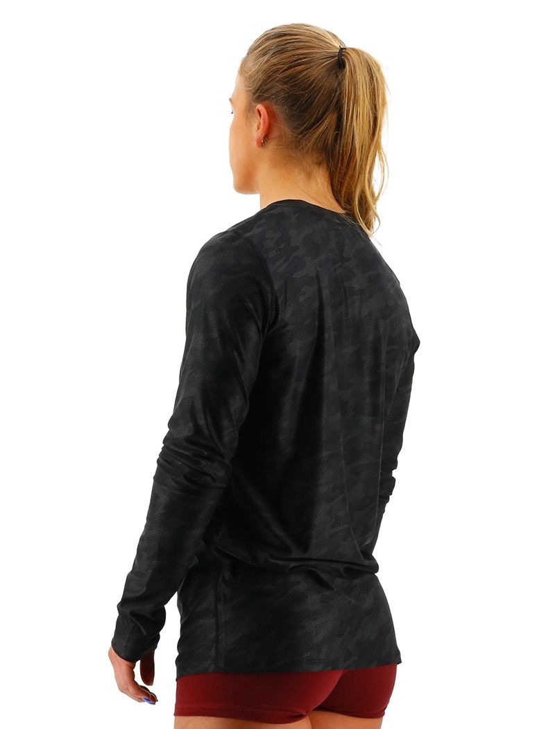 Black Camo Tyr Airtec™ Long Sleeve Women's T-Shirt | US-ZSQU93472