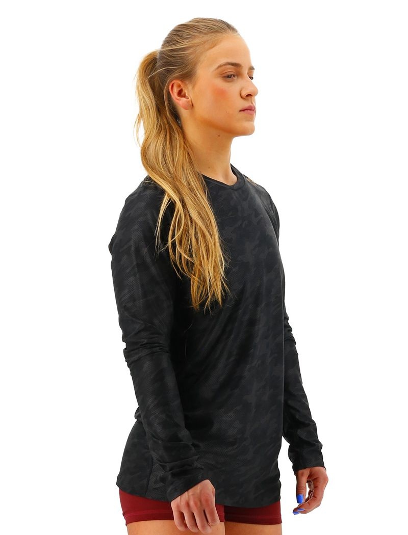 Black Camo Tyr Airtec™ Long Sleeve Women's T-Shirt | US-ZSQU93472