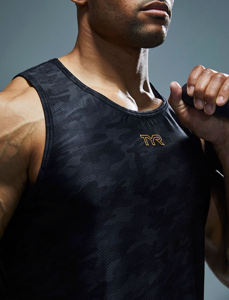 Black Camo Tyr Airtec™ Men's Tanks | US-EWUP40751