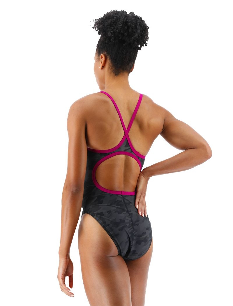 Black Camo Tyr Durafast Elite® Diamond Controlfit Women's Swimsuit | US-SVXF60178