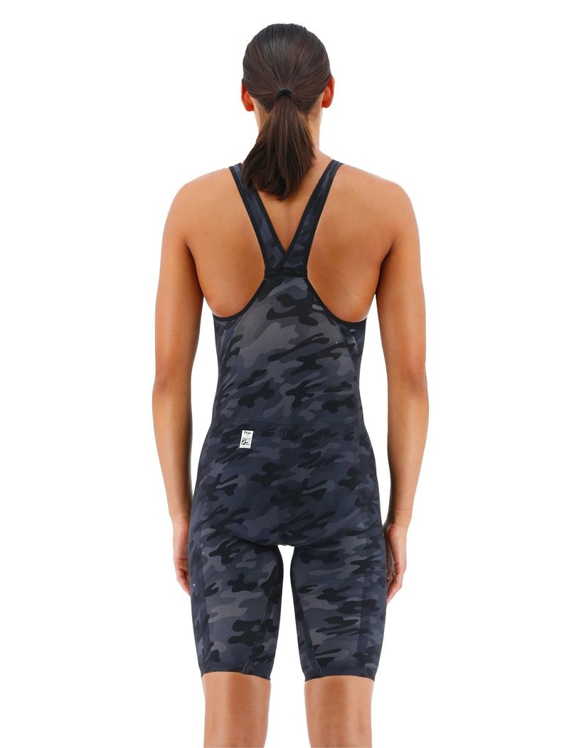 Black Camo Tyr Venzo™ Closed Back Camo Women's Swimsuit | US-NOTL31975