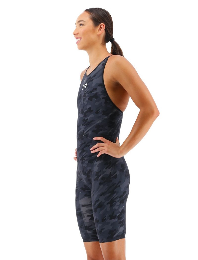 Black Camo Tyr Venzo™ Closed Back Camo Women's Swimsuit | US-NOTL31975